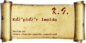 Káplár Imelda névjegykártya
